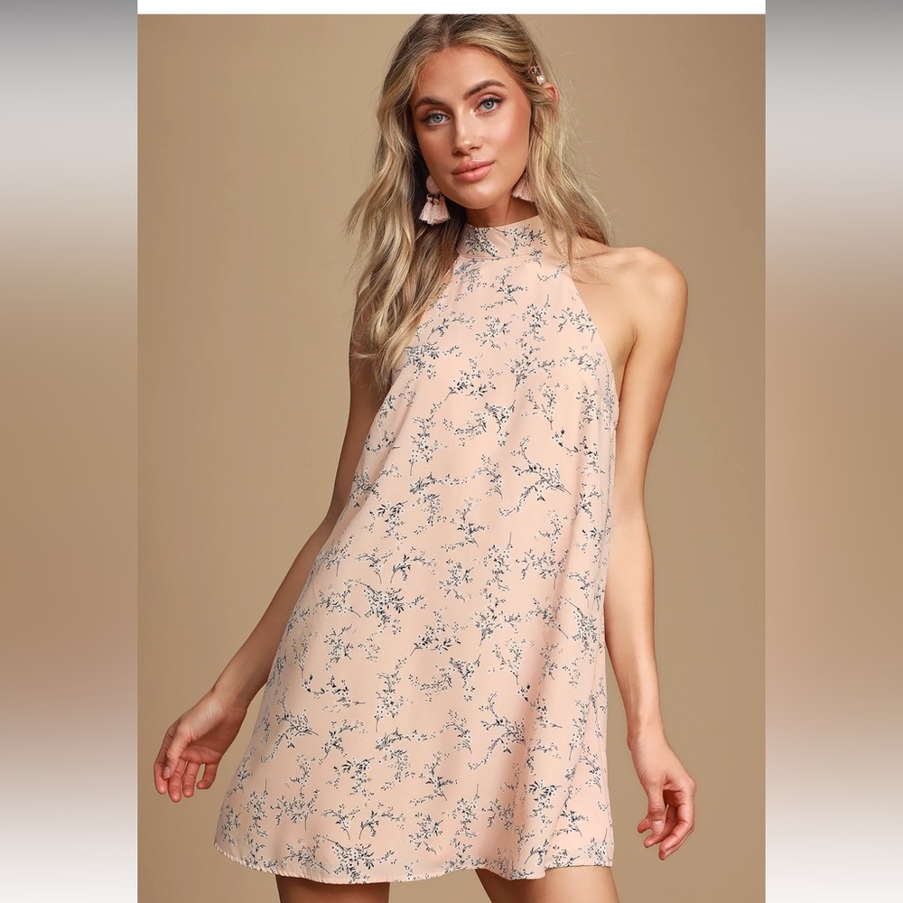 Darling Dearest Blush Pink Floral Print Swing Dress